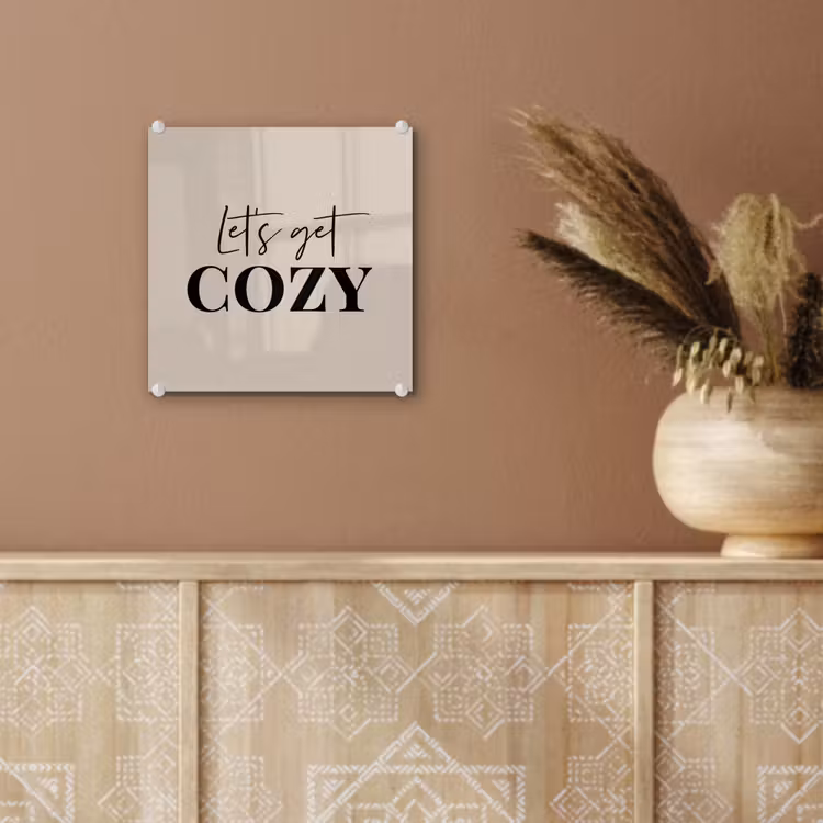 Beige - Winter - Quote - Cozy plexiglas 5mm klein -sfeer5
