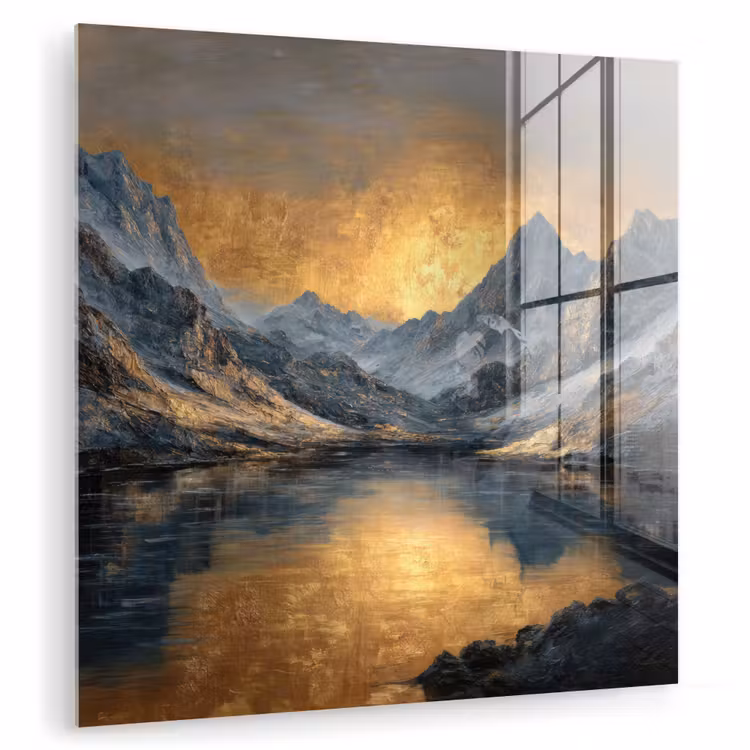 Berglandschap met Gouden Zonsondergang plexiglas 5mm klein -zzzproduct_nieuw