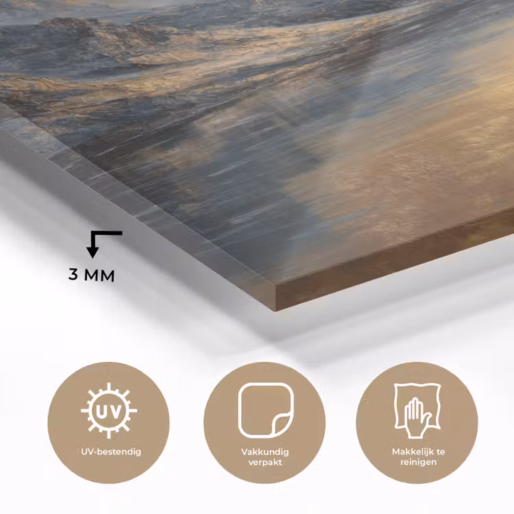 Berglandschap met Gouden Zonsondergang plexiglas 5mm klein -sfeer2