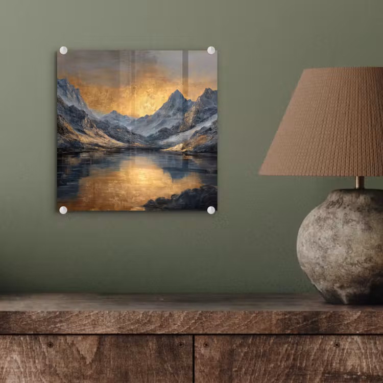 Berglandschap met Gouden Zonsondergang plexiglas 5mm klein -sfeer3