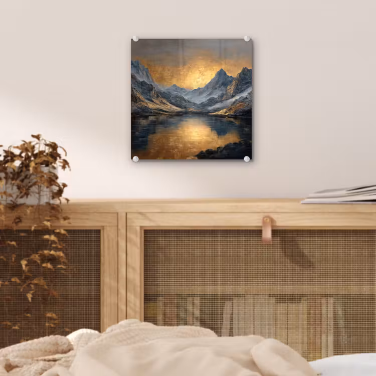 Berglandschap met Gouden Zonsondergang plexiglas 5mm klein -sfeer4