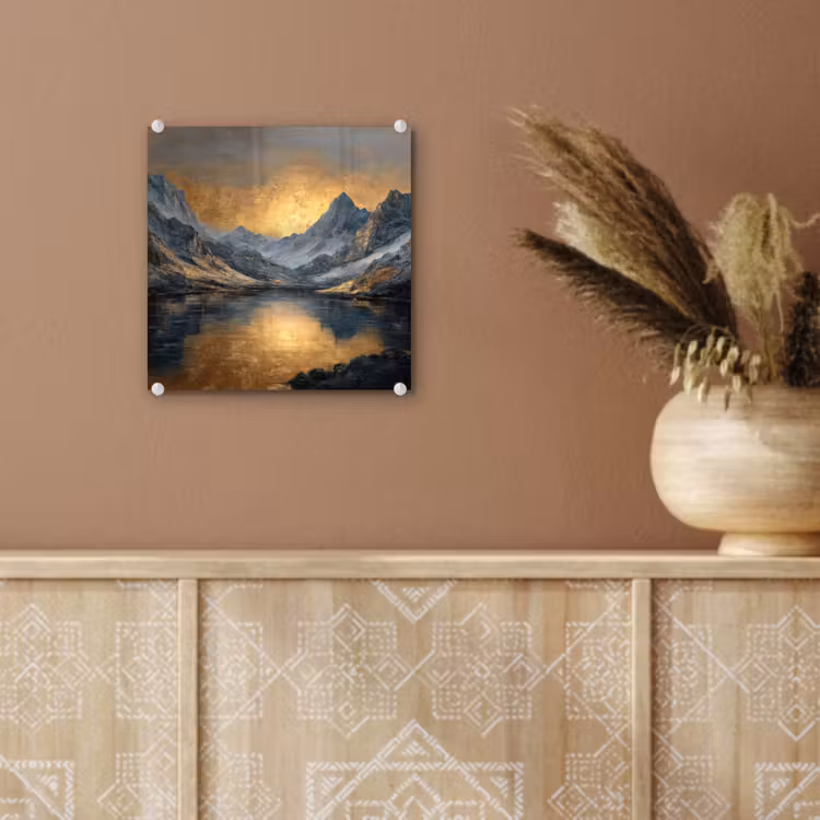 Berglandschap met Gouden Zonsondergang plexiglas 5mm klein -sfeer5