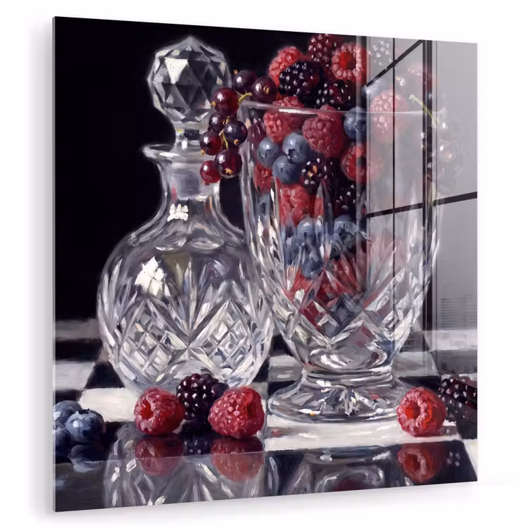 Glas schilderij - Bessen - Kristal - Stilleven - Bessen - Kristal - Stilleven plexiglas 5mm klein