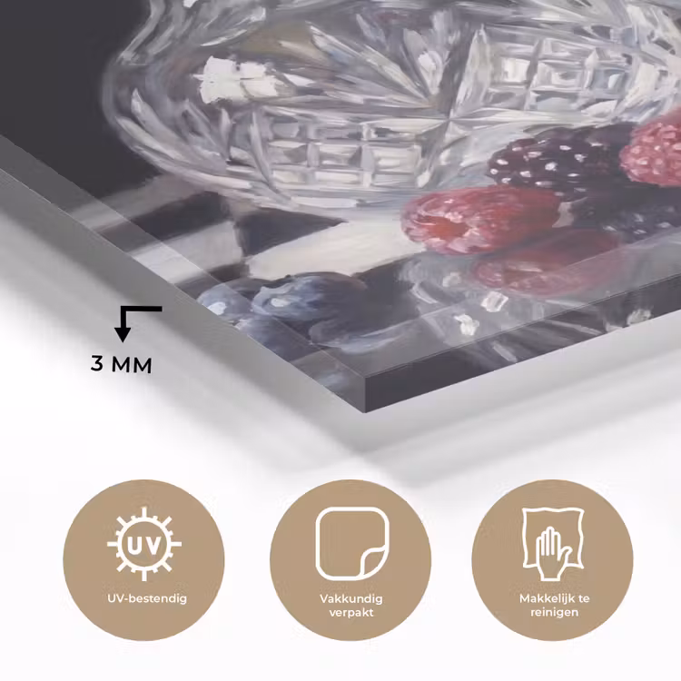 Glas schilderij - Bessen - Kristal - Stilleven - Bessen - Kristal - Stilleven plexiglas 5mm klein