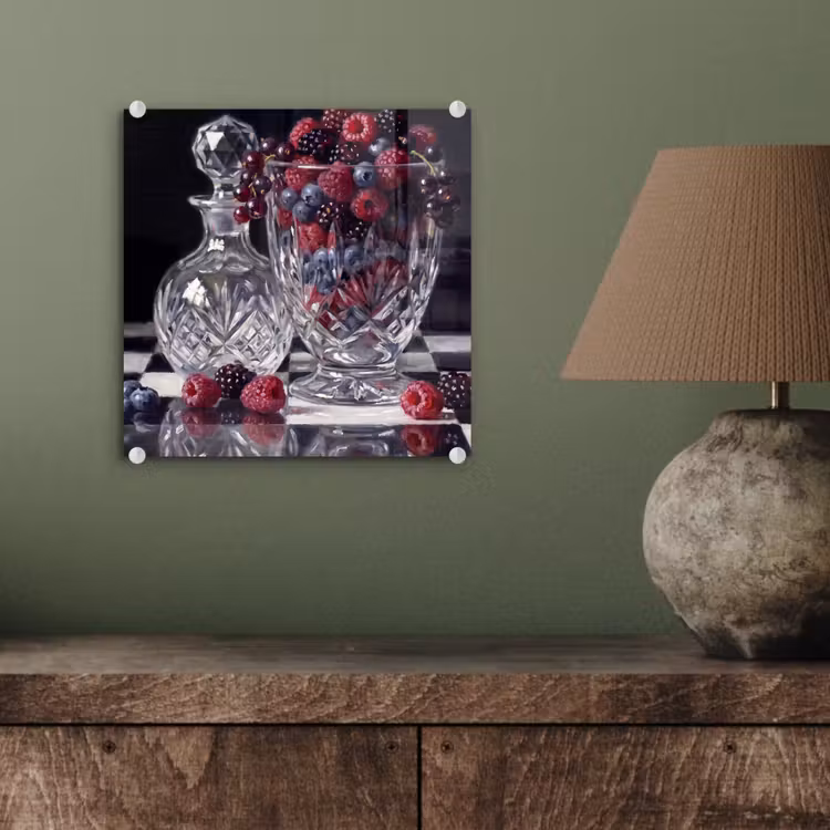 Glas schilderij - Bessen - Kristal - Stilleven - Bessen - Kristal - Stilleven plexiglas 5mm klein