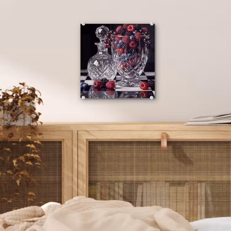 Glas schilderij - Bessen - Kristal - Stilleven - Bessen - Kristal - Stilleven plexiglas 5mm klein