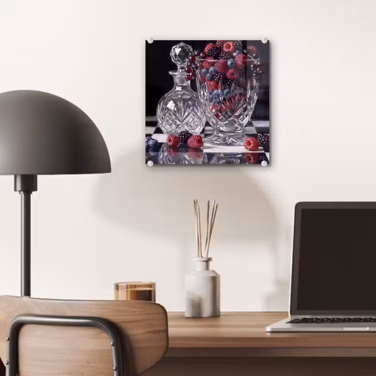 Glas schilderij - Bessen - Kristal - Stilleven - Bessen - Kristal - Stilleven plexiglas 5mm klein