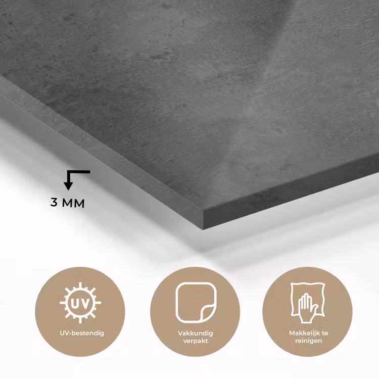 Beton - Robuust - Vintage - Rustiek - Grijs - Zwart plexiglas 5mm klein -sfeer2