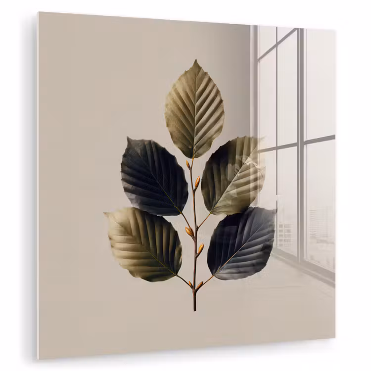 Beukenbladeren - Bruin - Groen - neutraal plexiglas 5mm klein -zzzproduct_nieuw