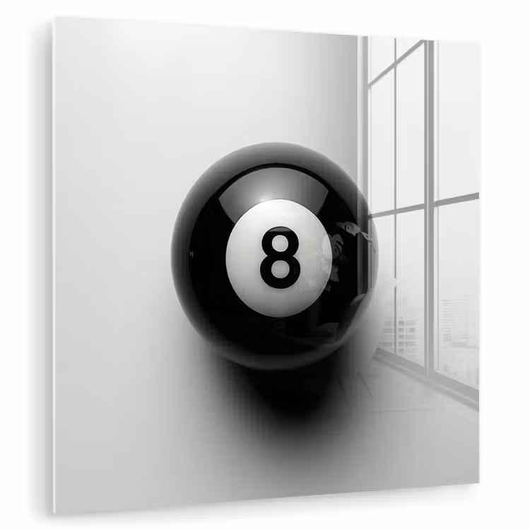 Biljartbal - Getal - Acht - Wit plexiglas 5mm klein -zzzproduct_nieuw