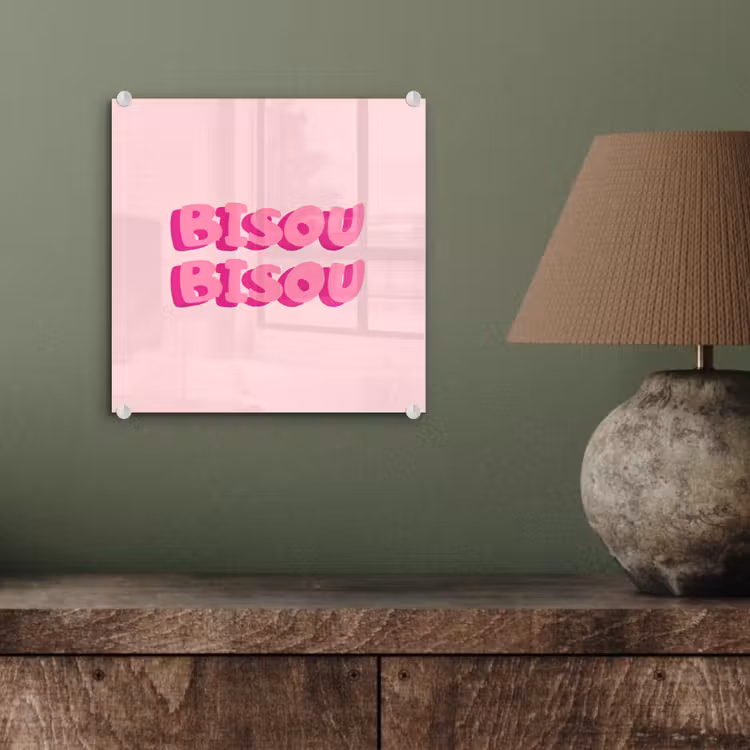Bisou - Roze - Dikke letters plexiglas 5mm klein -sfeer3