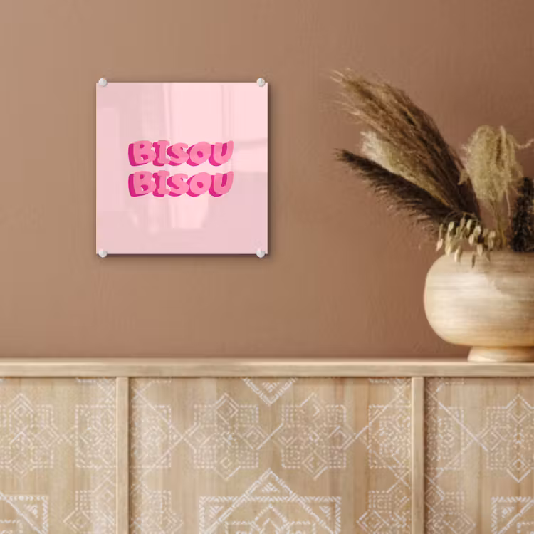 Bisou - Roze - Dikke letters plexiglas 5mm klein -sfeer5