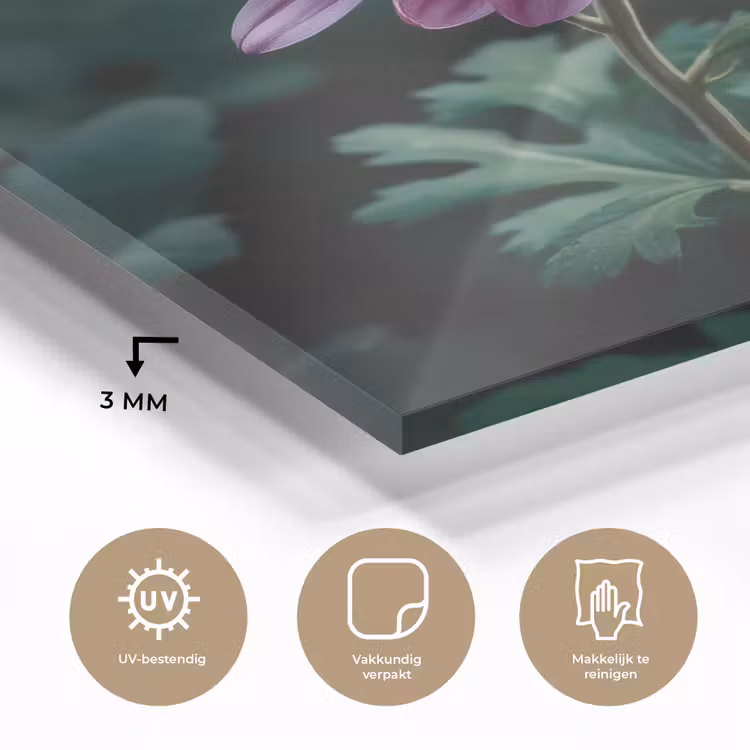 Blad - Chrysant - Roze - Schaduw plexiglas 5mm klein -sfeer2