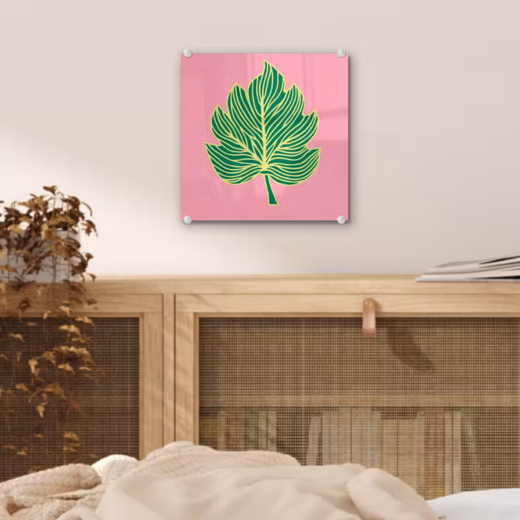 Blad - Groen - Illustratie - Minimalistisch plexiglas 5mm klein -sfeer4
