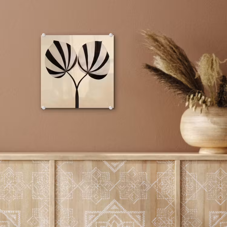Bladeren - Gestreept - Stengel - Beige plexiglas 5mm klein -sfeer5