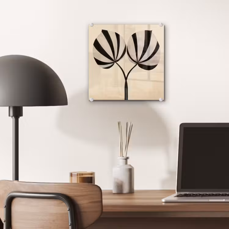Bladeren - Gestreept - Stengel - Beige plexiglas 5mm klein -sfeer6
