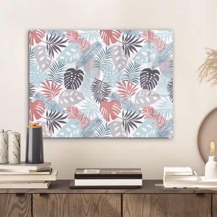 Inductie beschermer - Bladeren - Pastel - Jungle - Afdekplaat voor kookplaat plexiglas 5mm klein -sfeer1