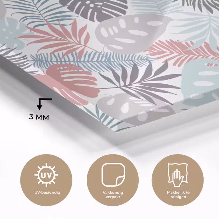 Inductie beschermer - Bladeren - Pastel - Jungle - Afdekplaat voor kookplaat plexiglas 5mm klein -sfeer2