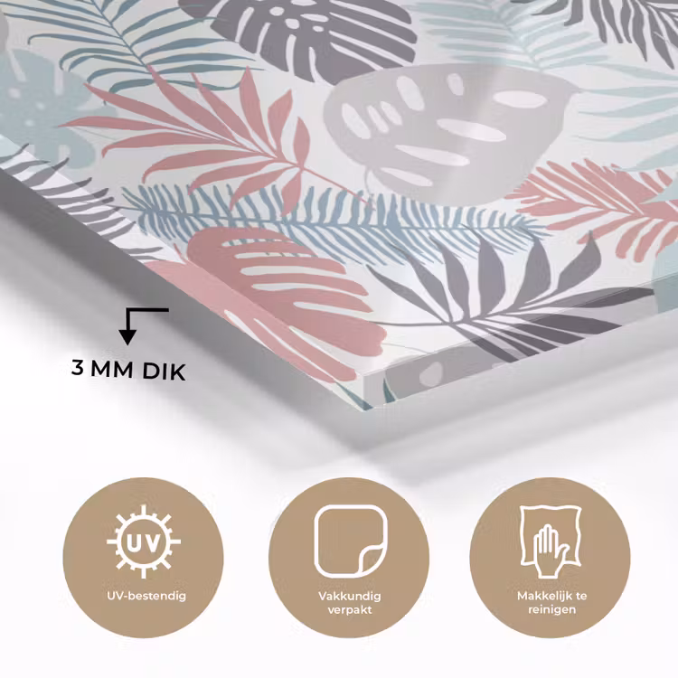 Bladeren - Tropical - Pastel - Jungle plexiglas 5mm klein -sfeer2