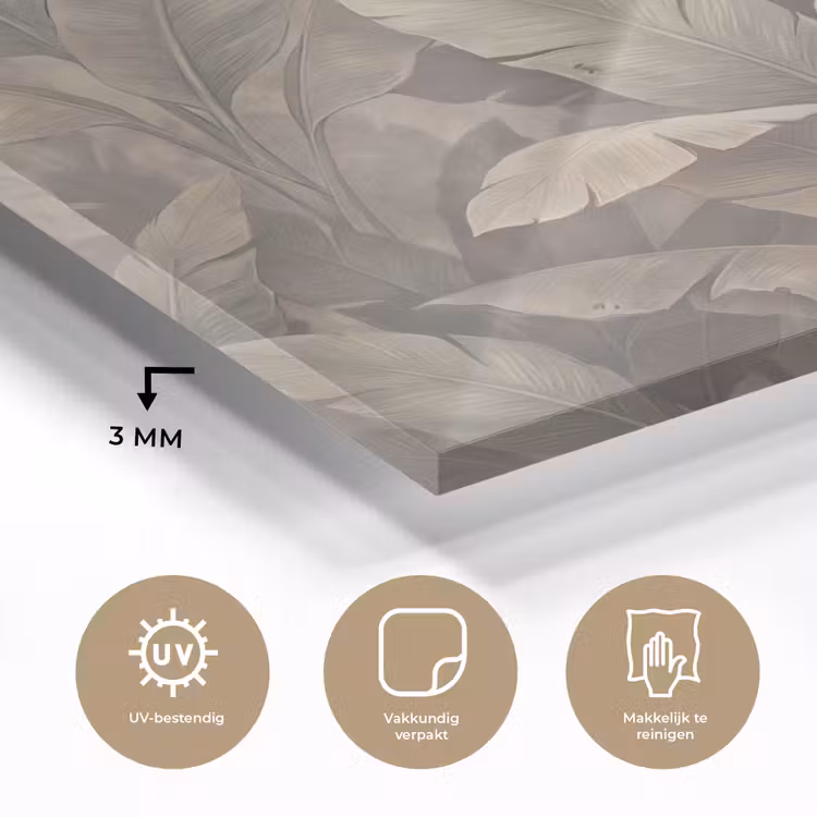 Bladeren - Tropisch - Natuur - Modern - Beige plexiglas 5mm klein -sfeer2