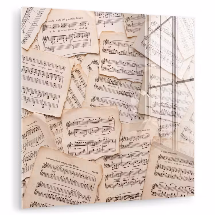 Bladmuziek - Oud - Noten - Vintage - Beige plexiglas 5mm klein -zzzproduct_nieuw