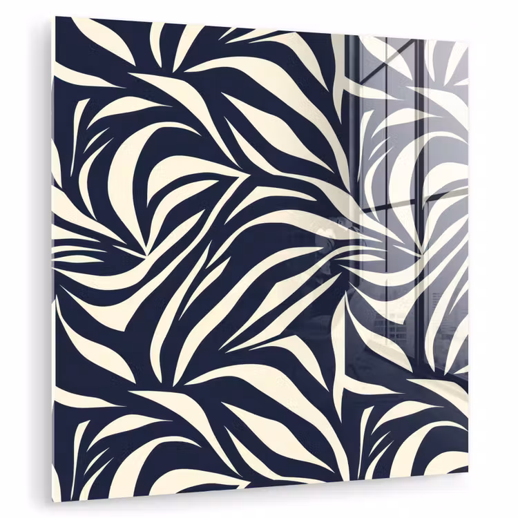 Bladvormen - Blauw - Patroon - Wit plexiglas 5mm klein 11 -zzzproduct_nieuw