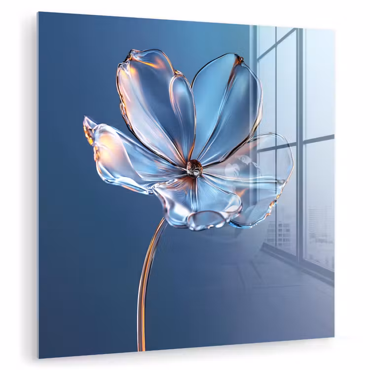 Blauw - Bloem - Glazen - Sierlijk plexiglas 5mm klein -zzzproduct_nieuw