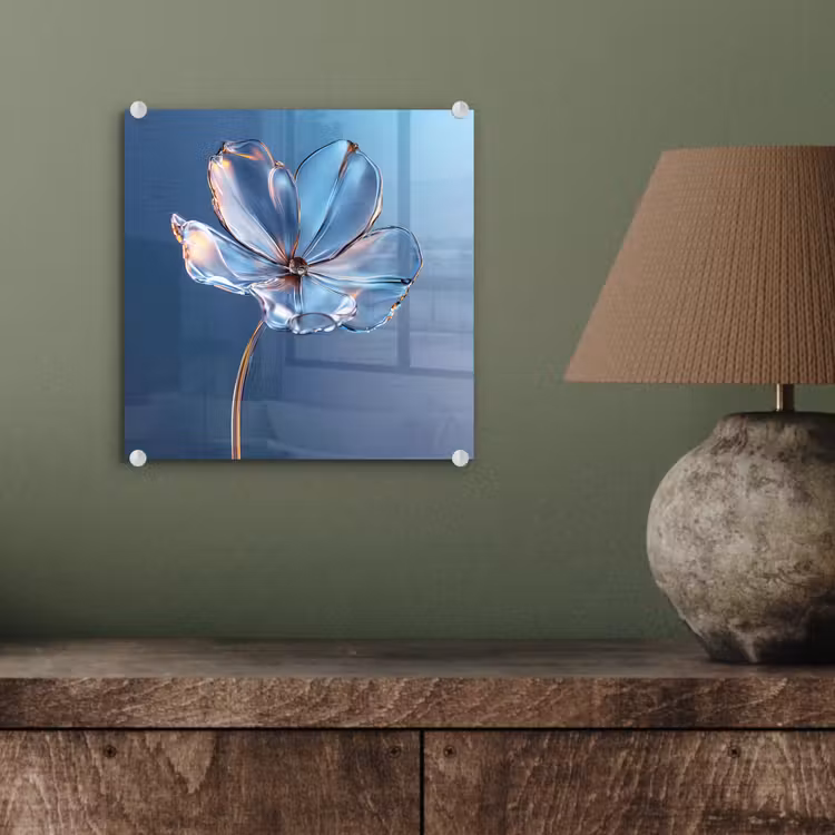 Blauw - Bloem - Glazen - Sierlijk plexiglas 5mm klein -sfeer3