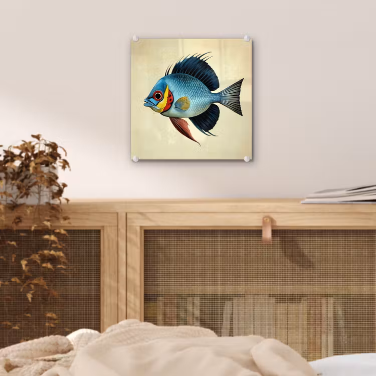 Blauw - Kieuwen - Vis - Illustratie plexiglas 5mm klein -sfeer4