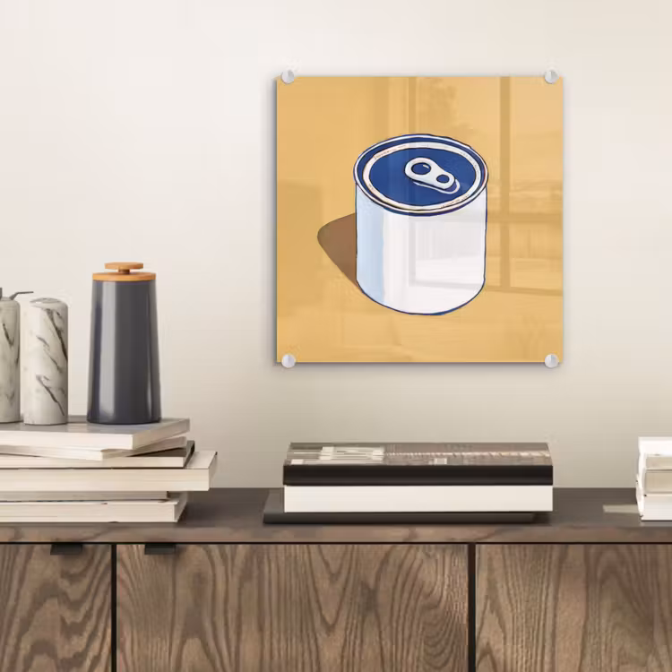 Blikje - Minimalistisch - Blauw - Illustratie plexiglas 5mm klein -sfeer1
