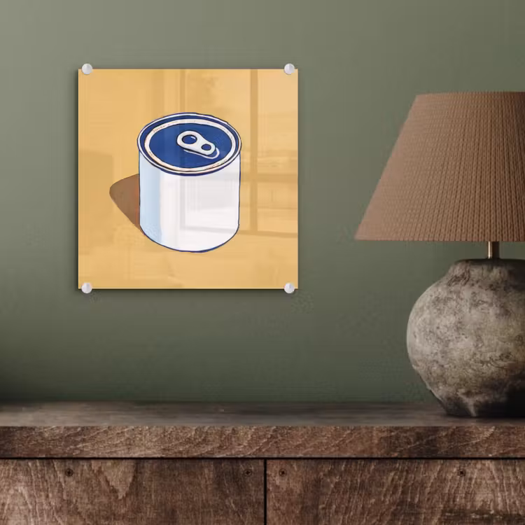 Blikje - Minimalistisch - Blauw - Illustratie plexiglas 5mm klein -sfeer3