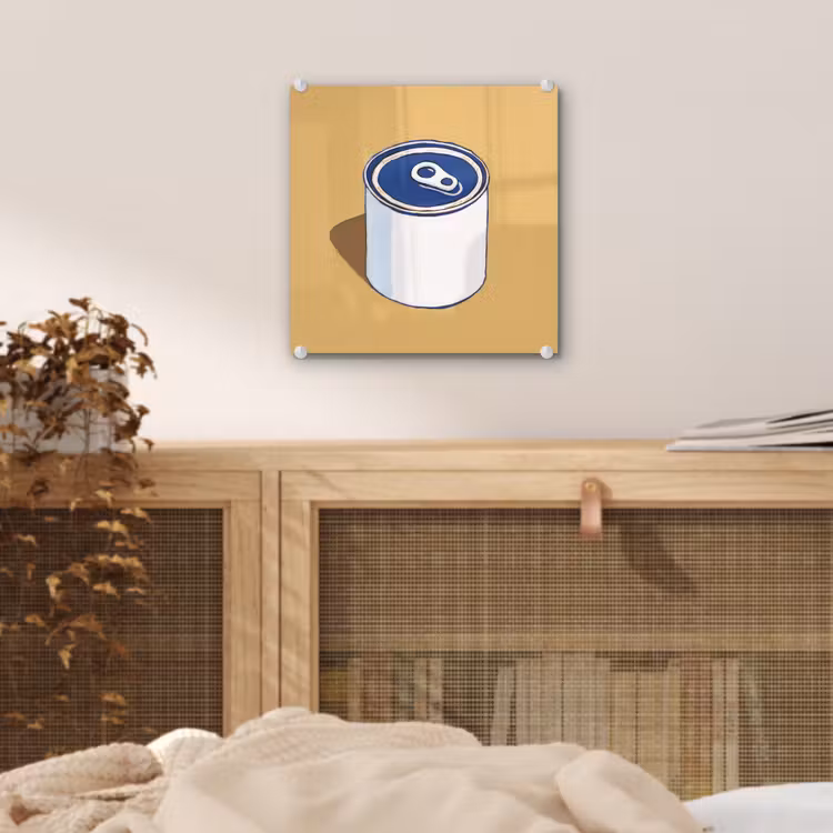 Blikje - Minimalistisch - Blauw - Illustratie plexiglas 5mm klein -sfeer4
