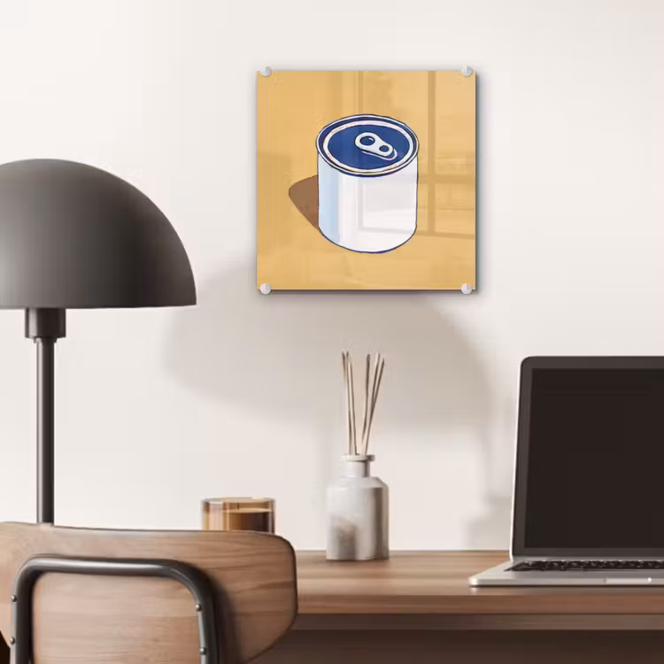 Blikje - Minimalistisch - Blauw - Illustratie plexiglas 5mm klein -sfeer6
