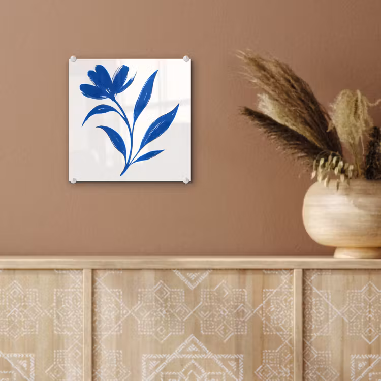 Bloem - Blaadjes - Minimalistisch - Blauw plexiglas 5mm klein -sfeer5