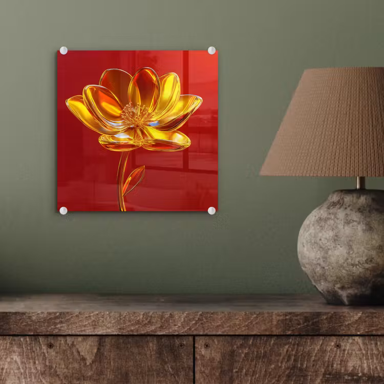 Bloem - Goud - Glazen plexiglas 5mm klein -sfeer3
