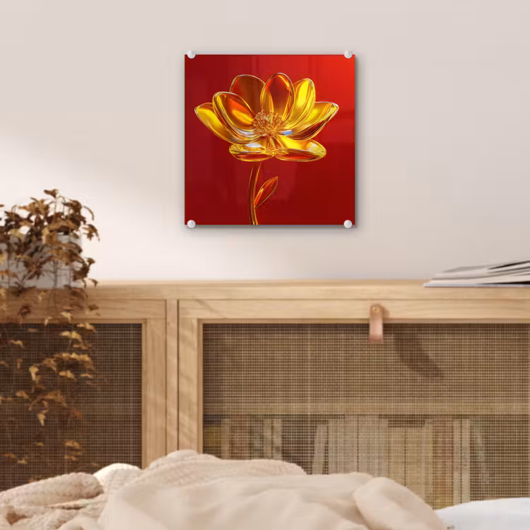 Bloem - Goud - Glazen plexiglas 5mm klein -sfeer4