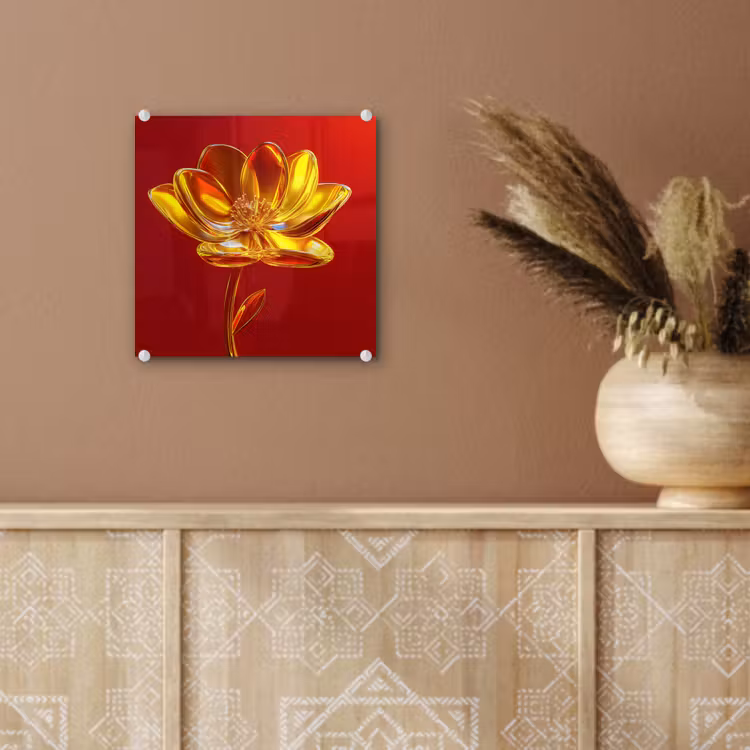 Bloem - Goud - Glazen plexiglas 5mm klein -sfeer5