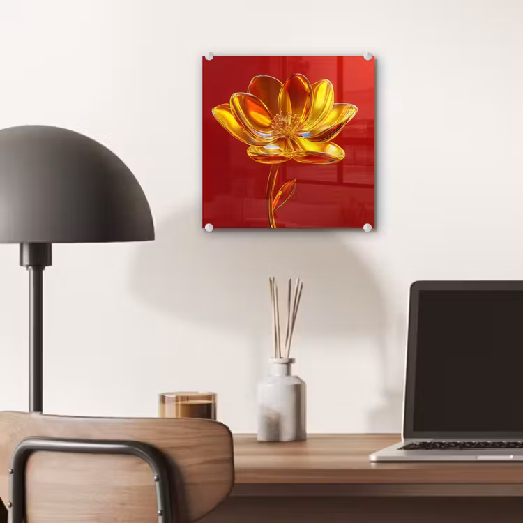 Bloem - Goud - Glazen plexiglas 5mm klein -sfeer6
