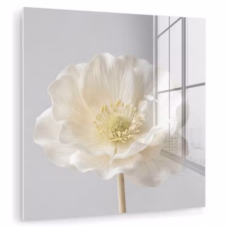 Bloem - Minimalistisch -Wit plexiglas 5mm klein -zzzproduct_nieuw