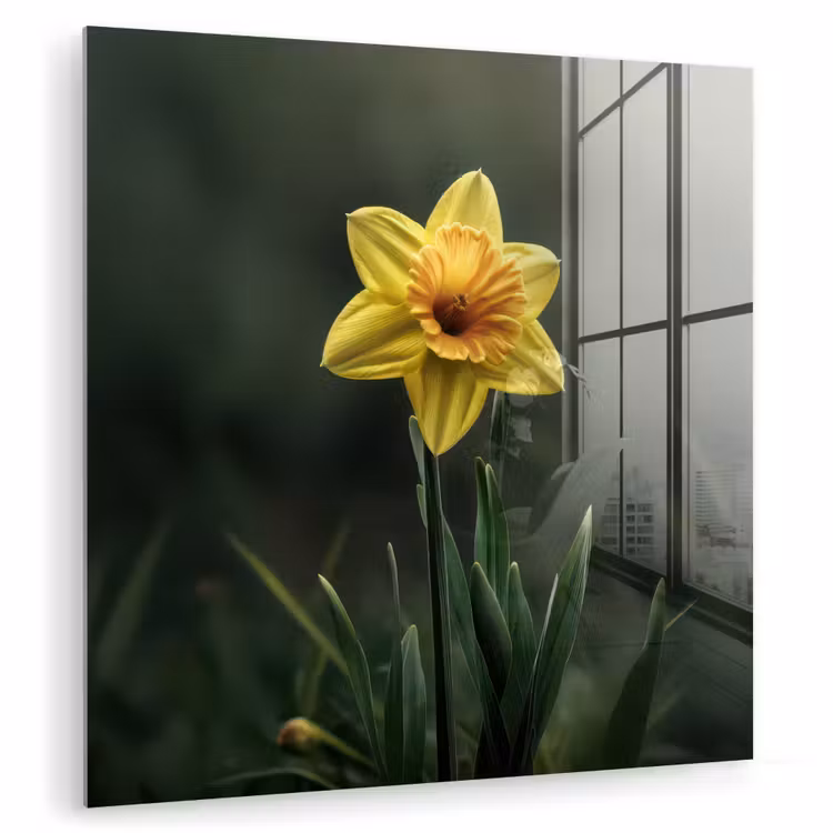 Bloem - Narcis - Gras - Geel plexiglas 5mm klein -zzzproduct_nieuw