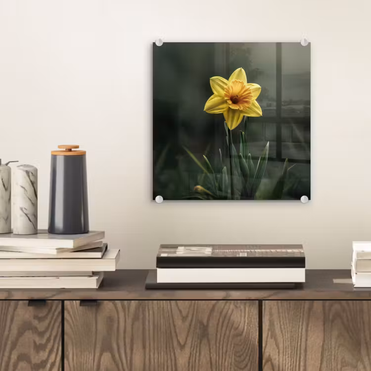 Bloem - Narcis - Gras - Geel plexiglas 5mm klein -sfeer1