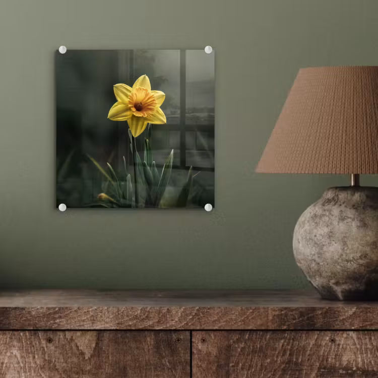 Bloem - Narcis - Gras - Geel plexiglas 5mm klein -sfeer3