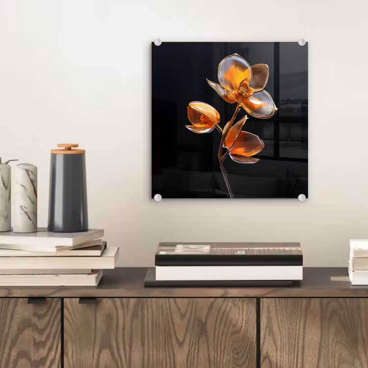 Bloem - Orchidee - Oranje plexiglas 5mm klein -sfeer1