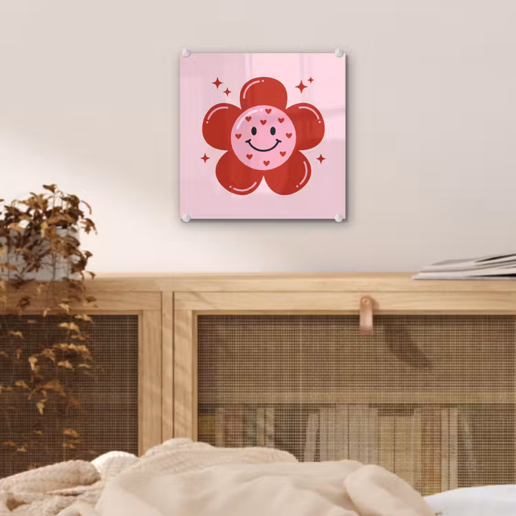 Bloem - Roze - Hartjes plexiglas 5mm klein -sfeer4