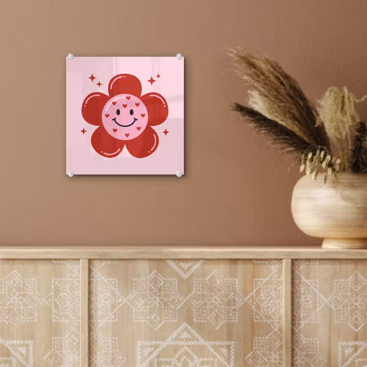 Bloem - Roze - Hartjes plexiglas 5mm klein -sfeer5