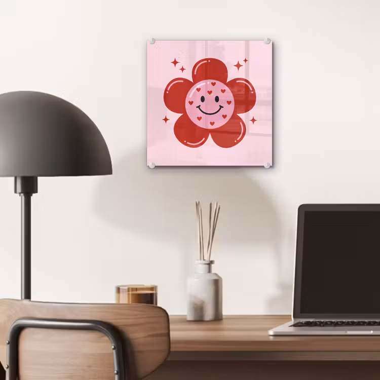 Bloem - Roze - Hartjes plexiglas 5mm klein -sfeer6