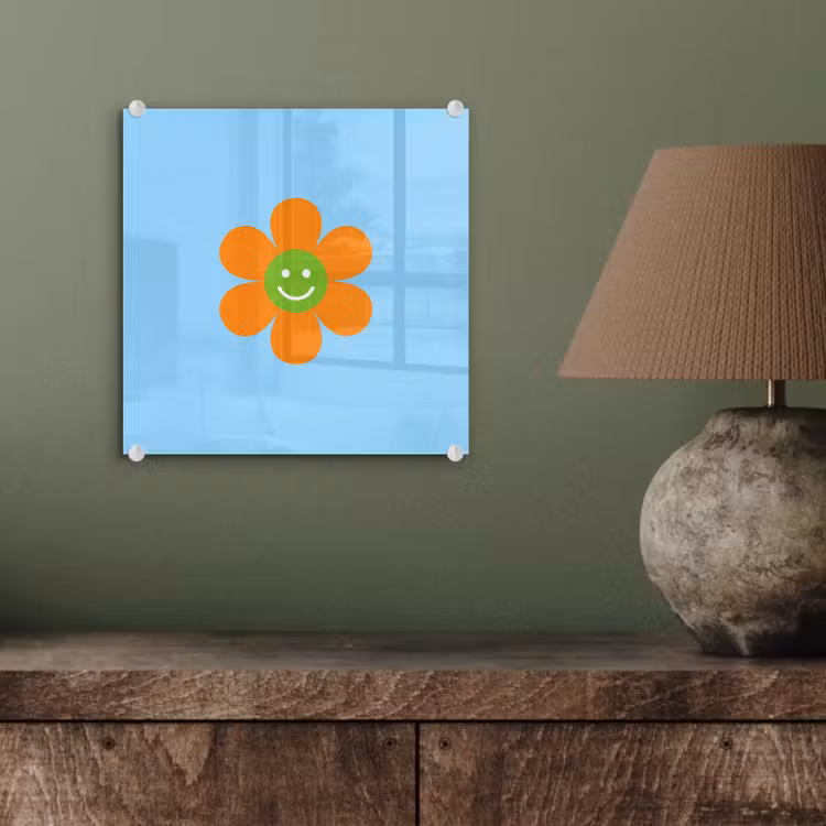 Bloem - Smiley - Kleurrijk plexiglas 5mm klein -sfeer3