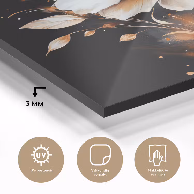 Bloem - Verf - Goud - Graffiti - Modern plexiglas 5mm klein -sfeer2