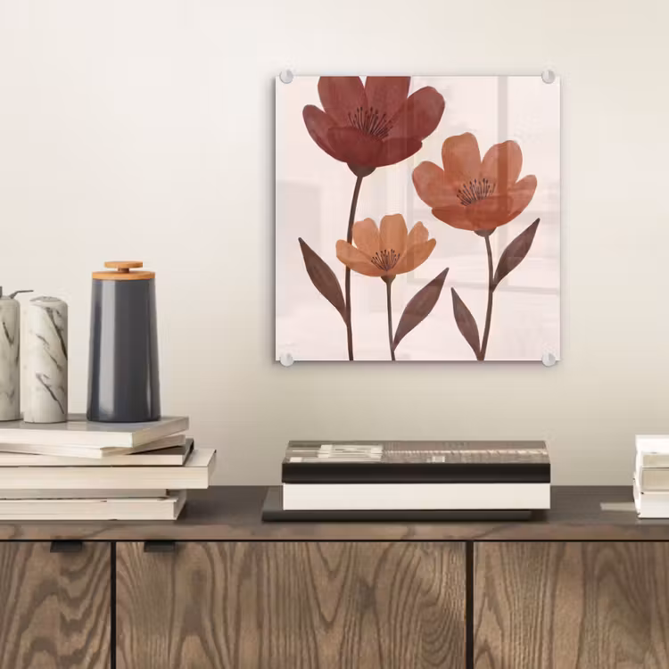 Bloemen - Abstract - Modern - Bruin - Decoratief plexiglas 5mm klein -sfeer1