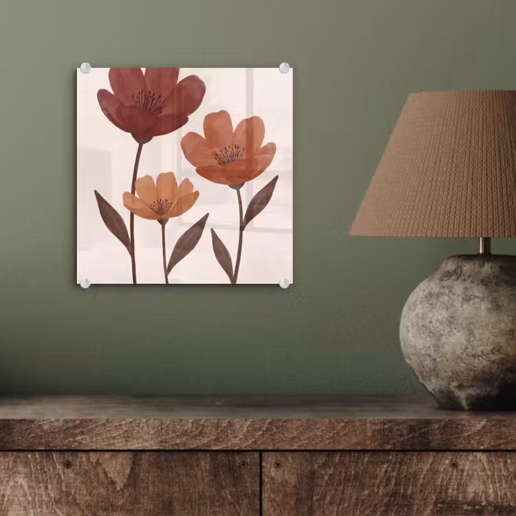 Bloemen - Abstract - Modern - Bruin - Decoratief plexiglas 5mm klein -sfeer3